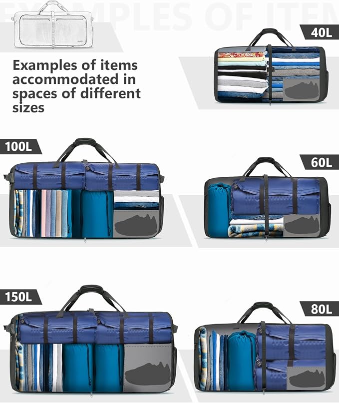 Gonex Foldable Travel Duffle Bag, Lightweight with Shoe Compartment | 210D Nylon, Water-Repellent, Folds Compact, Multiple Pockets, Luggage Sleeve, Travel & Weekend Use, 40L, Grey - Image 7