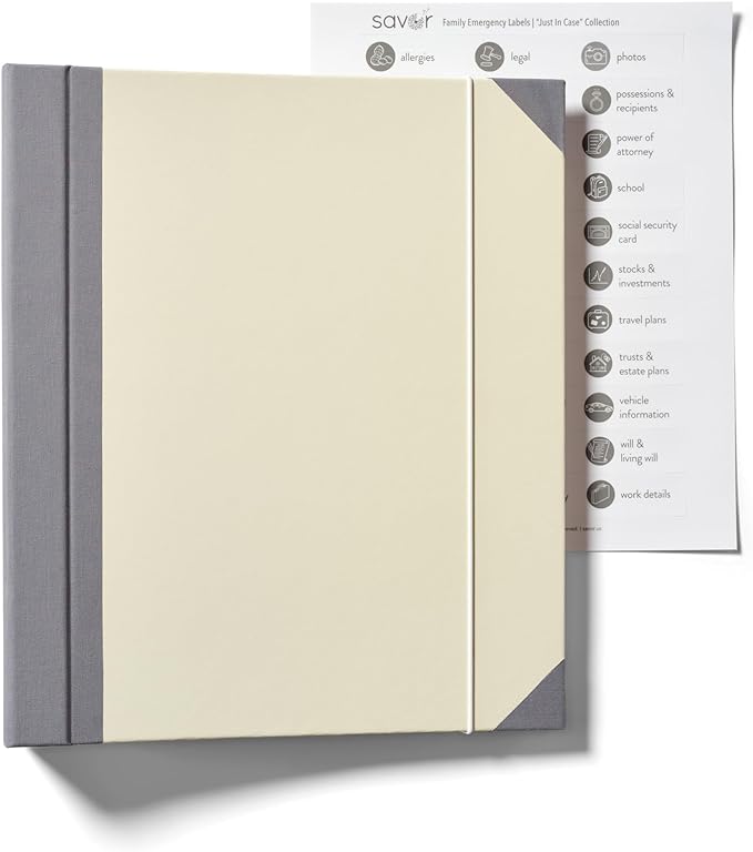 The Folio® Important Document Organizer by Savor | Binder with Guided Labels, Acid-Free File Folder Organizer with 10 Pockets, Document Holder for Home Records, Legal and Medical Papers (Slate) - Image 2