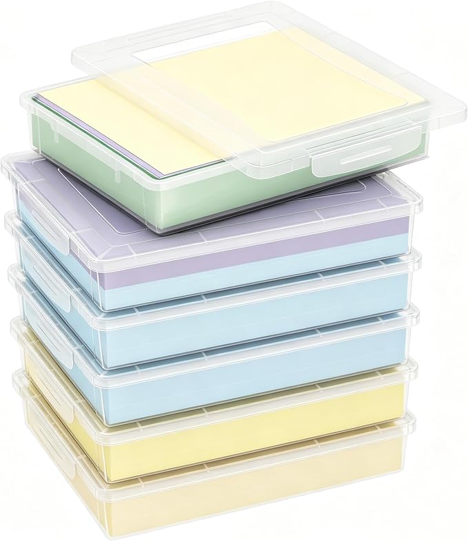 Lifewit 6 Pack Paper Organizer Storage, 12x9 Multi-Purpose Plastic File Box with Latching Lids, Containers for A4, Letter, Scrapbook, Document, Magazine, Art Supplies, Clear | Plastic File Container Fits 8.5" x 11" Letter& A4 Papers, Classroom Organiza... by Lifewit
