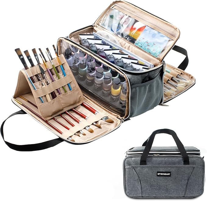 SFYBYHEART Acrylic Paint Storage, Craft Organizer, Art Supply Organizer, Art Tote Bags, Paints Brush Holder for Apple Barrel Acrylic Painting, Palette Board by SFYBYHEART