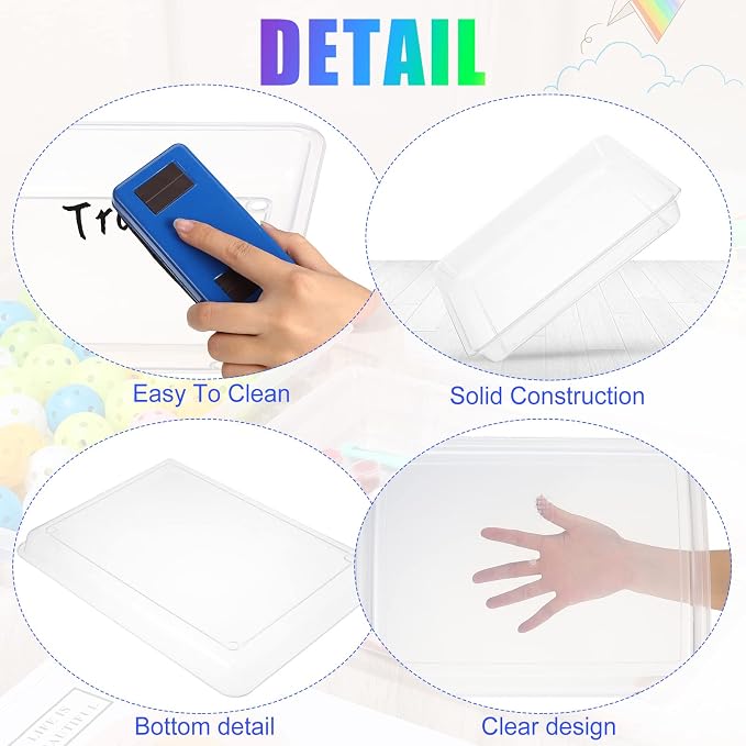 Maitys 15 Pcs Activity Plastic Art Trays 14.57 x 10.63 x 1.77 Inch Large Crafts Organizer Serving Storage Tray for Kids School Classroom DIY Project Painting Home Organizing Supply(Clear) - Image 2