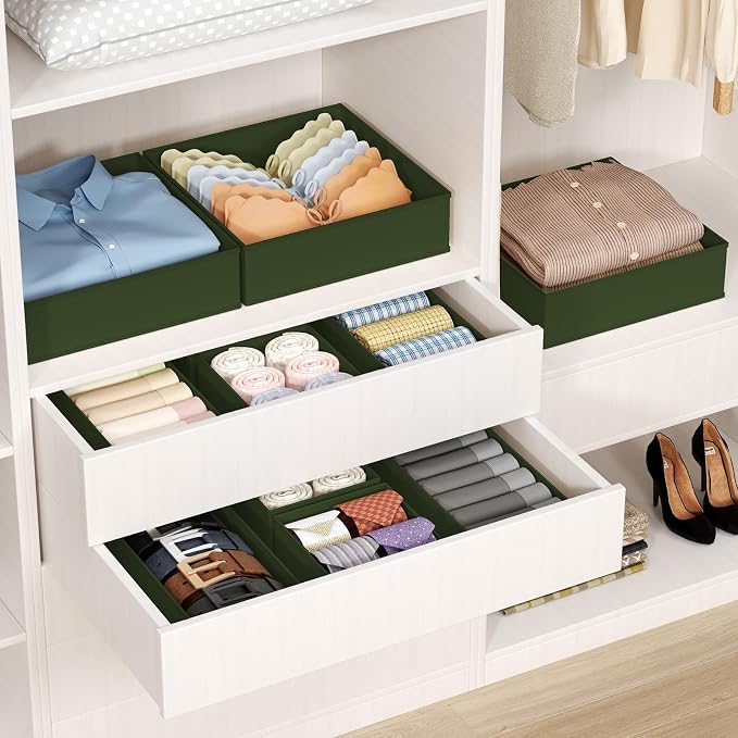 DIMJ Drawer Organizer Clothes - 20 Pack Closet Drawer Organizer Bins for Baby Clothes Storage, Fabric Dresser Organizer for Nursery Bedroom, Foldable Small Drawer Dividers for Underwear Socks - Image 4