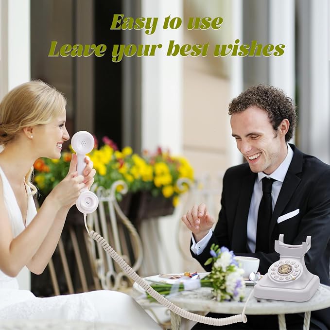 Audio Guest Book Wedding Phone can Record Customized Audio Guest Books for Weddings, banquets and Parties, and it Supports Playing Guests' Voice Message Information on The Device Itself.White - Image 4