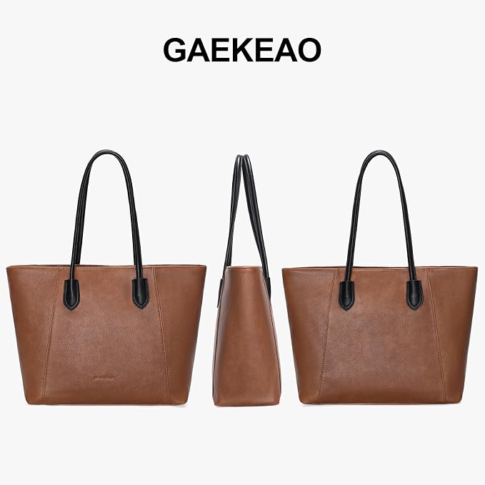 GAEKEAO Tote Bag for Women Vegan Leather Zipper Shoulder Bags Travel Purses | Large Capacity Purse Handbags, Inner Pocket with Key Clip, Fits 14" Laptop, for Casual Work Dating Commute Daily Weekender - Image 7