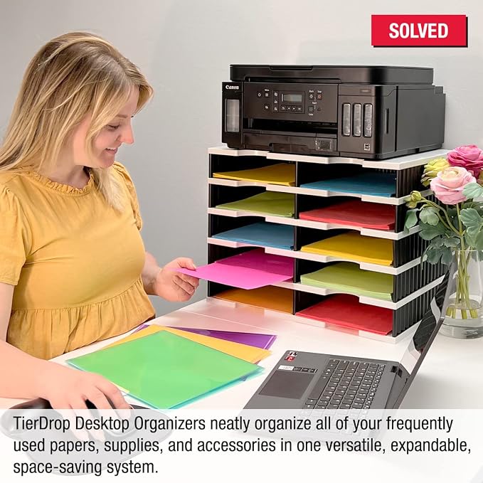 Ultimate Office TierDrop Literature Organizer Sorter, 10 Compartment | Mailroom and classroom forms sorter; optional add-on tiers expand capacity any time; no-tool assembly; gray w/ black - Image 3