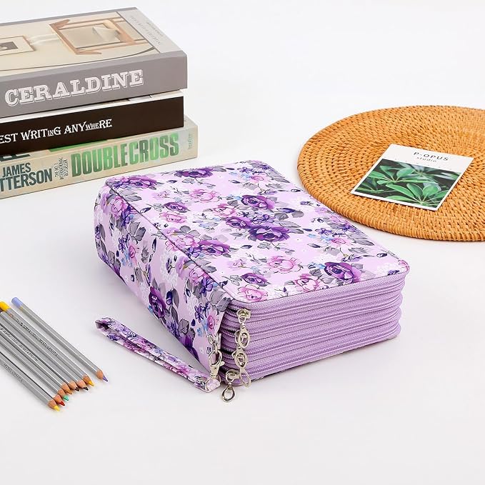 200 Slots Colored Pencil Case Organizer, 4 Layer Bag | Twill Oxford fabric,203 elastic loops,detachable handle,for travel, home storage,drawing tools,creative gifts - Image 6