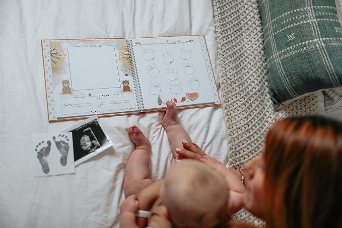 Lucy Darling Baby Memory Book – Teddy Bears' Picnic | Luxury Baby First Year Book & Photo Album | Gender Neutral Keepsake Journal for Milestones, Memories & Photos | Thoughtful Pregnancy Gift - Image 4