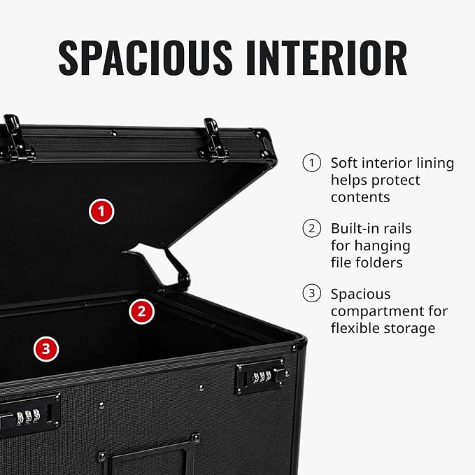 Vaultz Locking Mobile File Chest, Letter/Legal Size Storage Box, Black | Rolling filing chest storage for letter and legal size files, secure lock, compact 17.5x15.5x14.5 in black footprint - Image 9