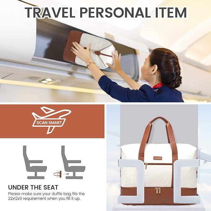 LOVEVOOK Weekender Bag for Women, Large Duffle Bag for Travel with 2 Packing Cubes, Carry on Overnight Bag with Shoe Compartment, Mom Hospital Bags for Labor and Delivery - Image 6