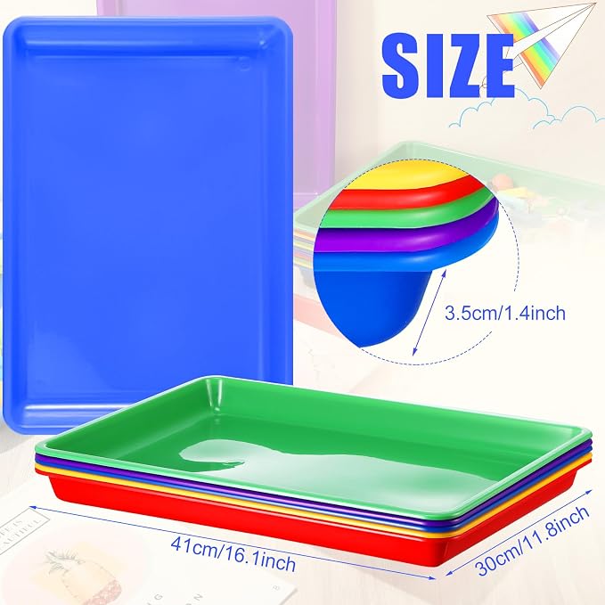 Maitys 15 Pack Plastic Art Trays 12 x 16 Inch Activity Crafts Trays Sensory Tray DIY Projects, Painting, Beads, Jewelry Office Home Organizer Arts and Crafts Supplies(Classic Color) - Image 3