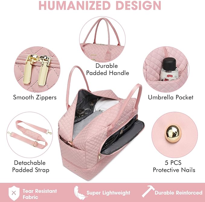Travel Duffle Bag Weekender for Women - 38L Carry-On Overnight Personal Item Bag with Shoe Compartment & Wet Pocket Weekend Tote Bags with Toiletry Hospital Bags for Labor and Delivery - Image 3