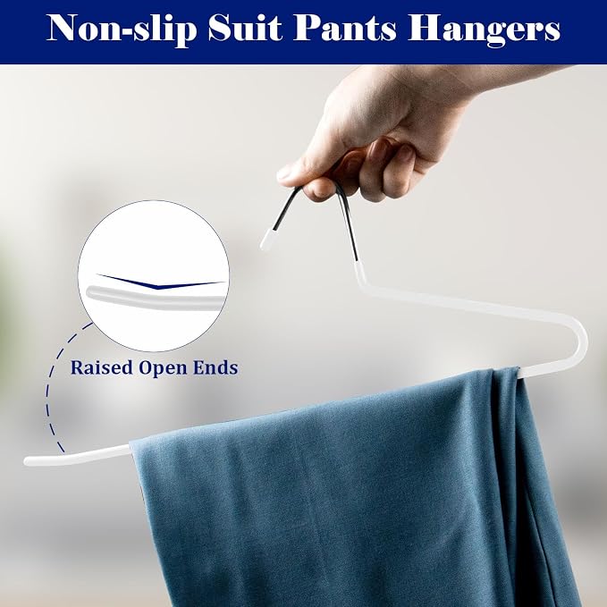 Pants Hangers 30 Pack Non Slip,Trouser/Blanket/Jeans Hangers for Closet Space Saving,Open Ended Pants Hanger Strong Durable (White) - Image 3