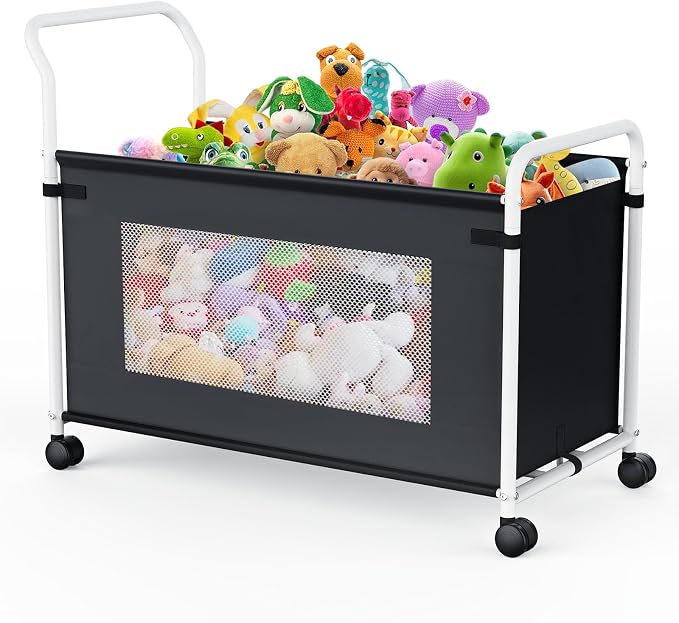 KEEGH Extra Large Toy Box for Kids, Heavy Duty Toy Storage Organizer, Black | 180 L Capacity, 360° Rotating Wheels, Durable Fabric, Toy Bin for Boys and Girls, Toy Chest for Living Room, Nursery, Bedroom by KEEGH