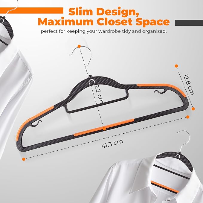 Plastic Hangers 10 Pack, Cascading Slim Space Saving Clothing Hangers with 360° Rotating Hook, Non Slip Clothes Hangers for Sweater Shirt, Heavy Duty Coat Hanger with Inner Hook for Closet, Black - Image 3