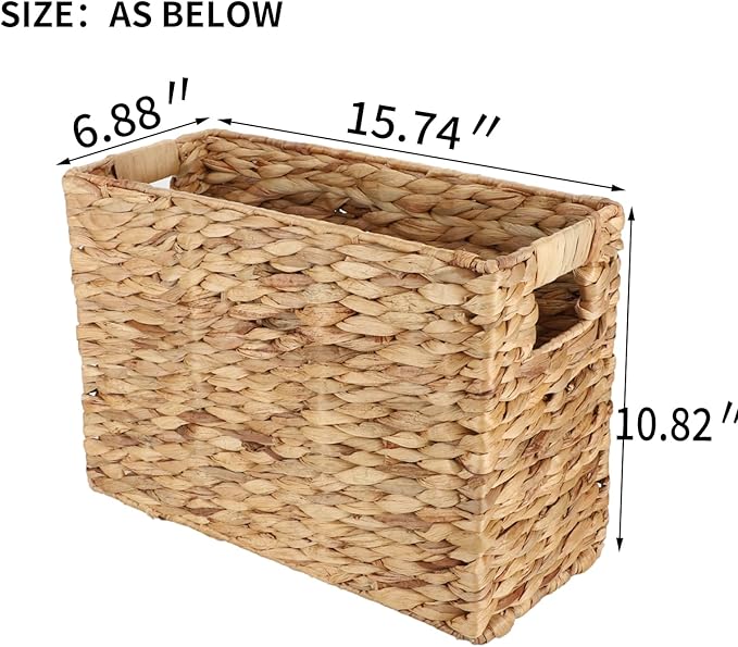 YAHUAN Natural Water Hyacinth Storage Basket with Built-in Handles Stair Basket Magazine Basket Large Wicker Baskets for storage Home Organizing Laundry (Water Hyacinth) - Image 3