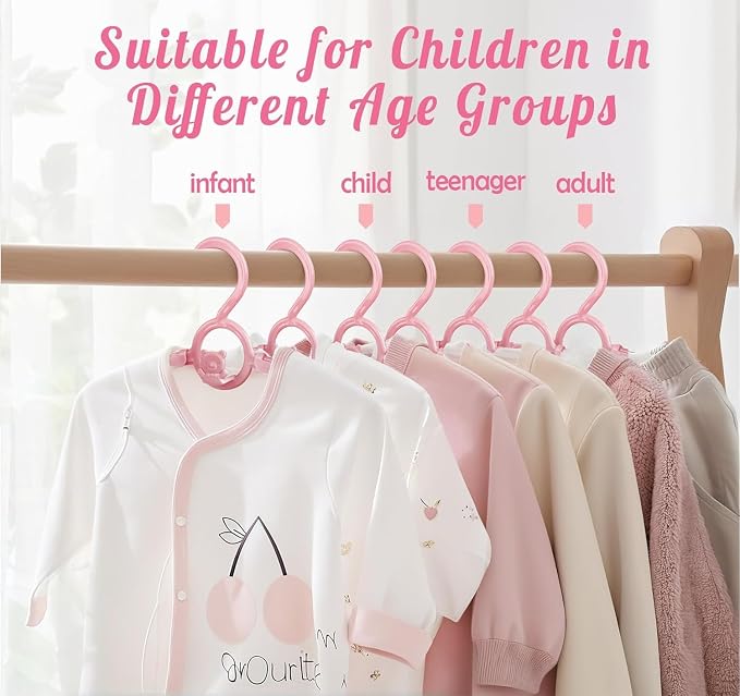 Kid Clothes Hangers 20 Pack, Plastic Baby Hangers Space Saving for Closet | Pink Hanger for Toddler Girl, Lightweight Anti-Slip Cascading Adjustable Children Infant Hangers, Ganchos para Ropa de Bebe - Image 4