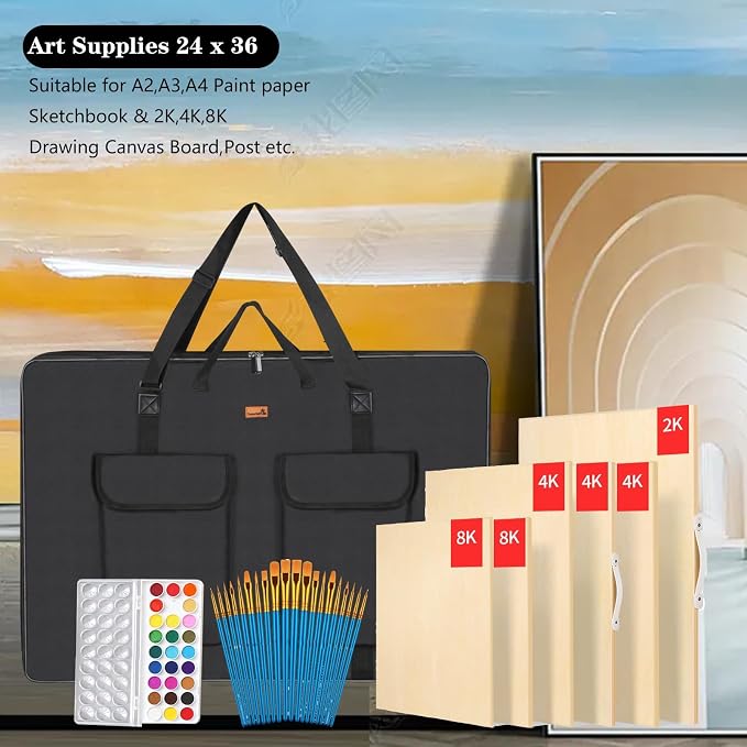 TreochtFUN Hard Side Art Portfolio Bag 24 X 36, Upgrade With Metal Frame | Heavy Duty Art Carrying Rigid Case,Sturdy Fabric For Artwork, Advertising,Canvas,Boards,Screen Monitors & Displays (Black) - Image 7