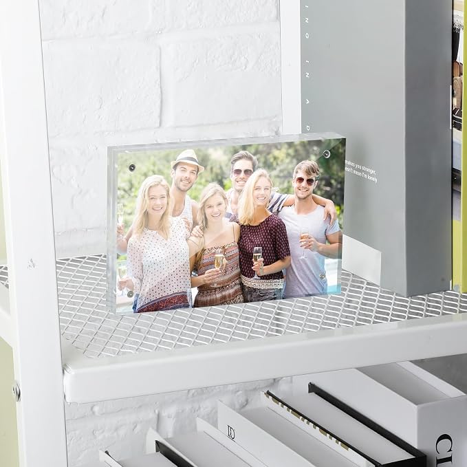 Yalikop 4 Pcs 4 x 6 Inch Thick Clear Acrylic Magnetic Photo Frames, 20mm Thickness Double-sided Transparent Visible Picture Frame Desktop Display for Home Office School Store Supplies - Image 7