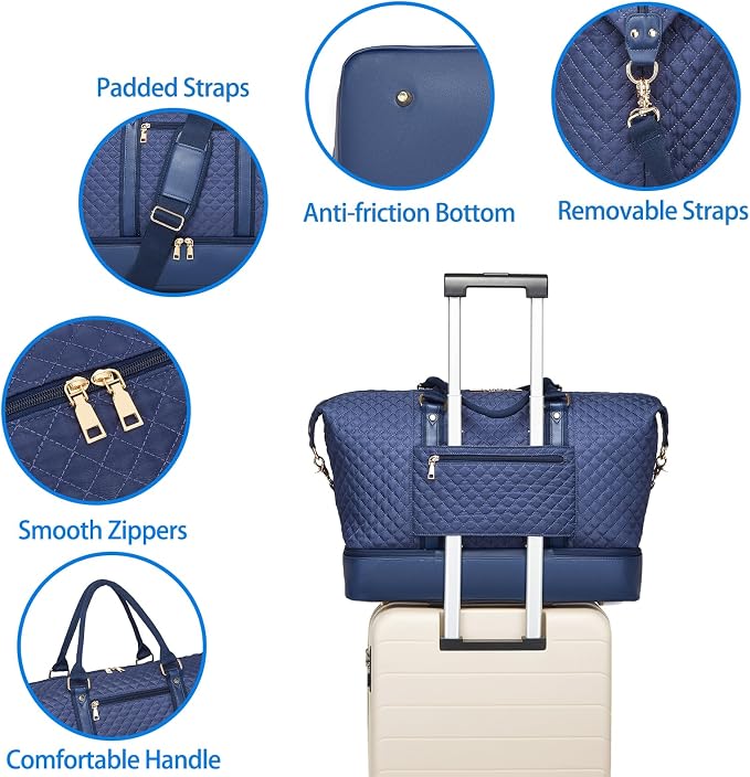 Canvas Duffle Bag for Travel, Weekender Overnight Bag for Women Men with Shoe Compartment Carry on Duffle Bags for Airplanes Gym Sport Business Bag - Image 3