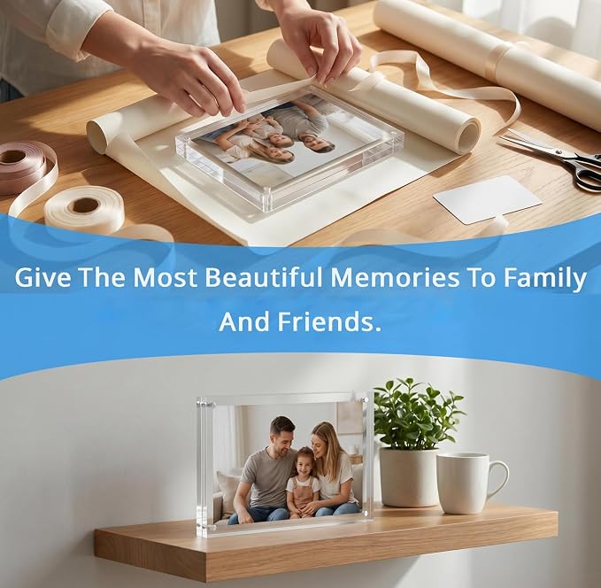 Meetu Acrylic Picture Frame 4x6 Tabletop Photo Frame Magnetic Double Sided Frame Free Standing Desktop for Display Document, Certificate, Photograph, Artwork in Office Room - Image 9