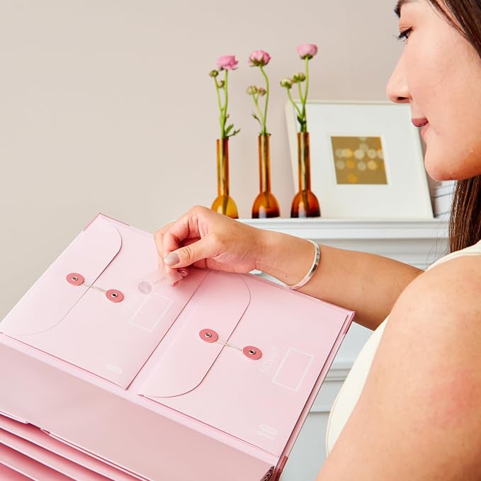 The Folio® Important Document Organizer by Savor | Binder with Guided Labels, Acid-Free File Folder Organizer with 10 Pockets, Document Holder for Home Records, Legal and Medical Papers (Pink) - Image 5