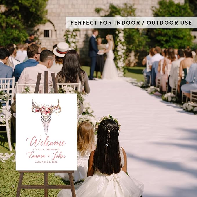 Andaz Press Custom Large Canvas Wedding Guest Book Alternative, 16 x 20 Inches, Boho Woodland Vertical Personalized Sign Our Canvas Guest Book Signs for Wedding Rustic Woodland Boho Theme Events - Image 5