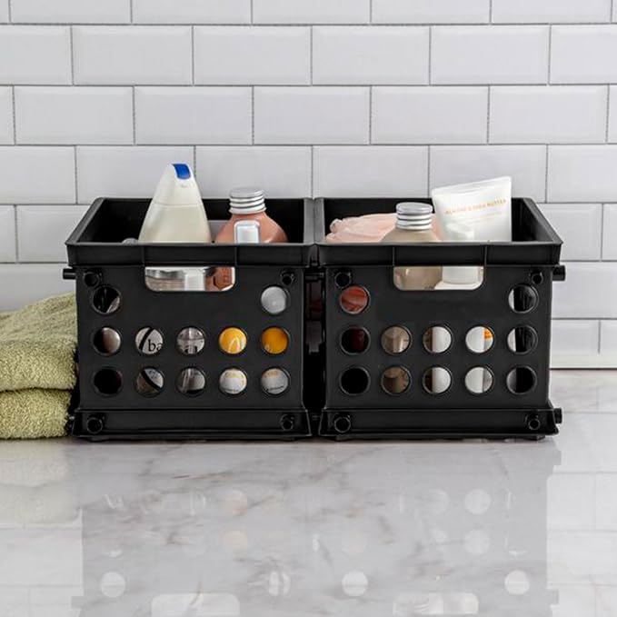 Sterilite Mini Crate, Stackable Storage Bin with Handles, Black, 12-Pack | Small Plastic Storage Containers, Open Top Organizer Bins for Home, Garage, Office, Classroom, Dorm, Desk & Crafts - Image 7