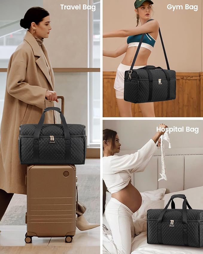 LOVEVOOK Travel Duffle Bag - Weekender & Overnight Bag with Toiletry & Wet Pocket, Carry-On Size, 3pc Set - Image 6