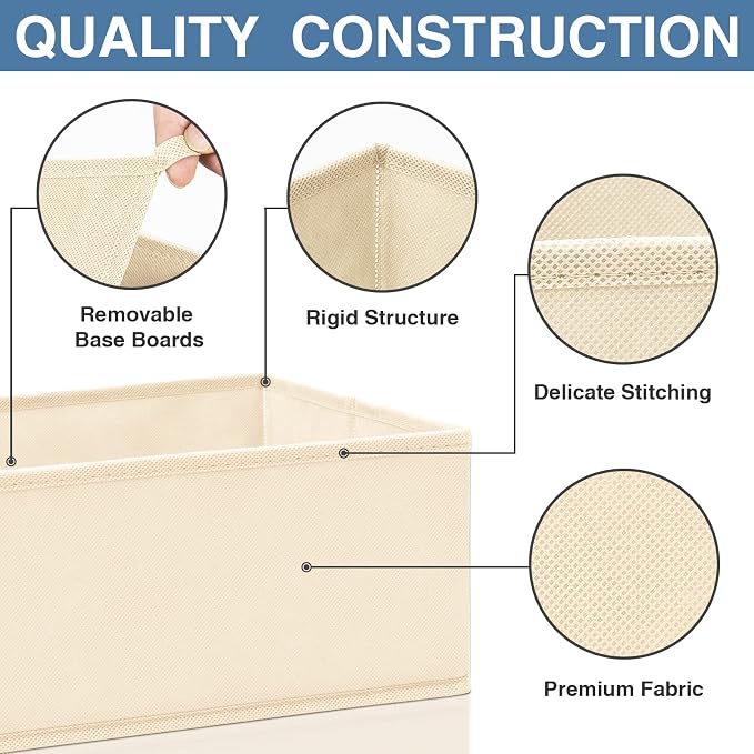 Drawer Organizer Clothes 12 Pack, Dresser Organizer for Nursery Bedroom Closet Organization and Storage - Baby Clothes Organizer Bins - Drawer Divider for Sock Underwear Bra Ties (Beige) - Image 5