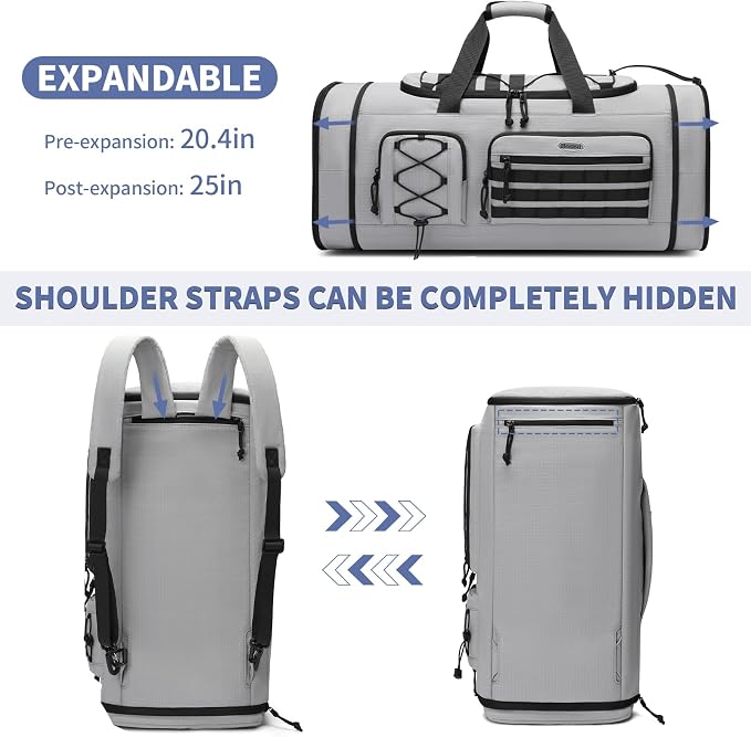 BOSSTIN Gym Bag for Men & Women, 45L-50L Expandable Sports Duffle Bag | Convertible Duffel Backpack, Comes with Toiletry Bag, Shoe Compartment & Wet Pocket, for Workout, Weekender, Overnight Travel - Image 4