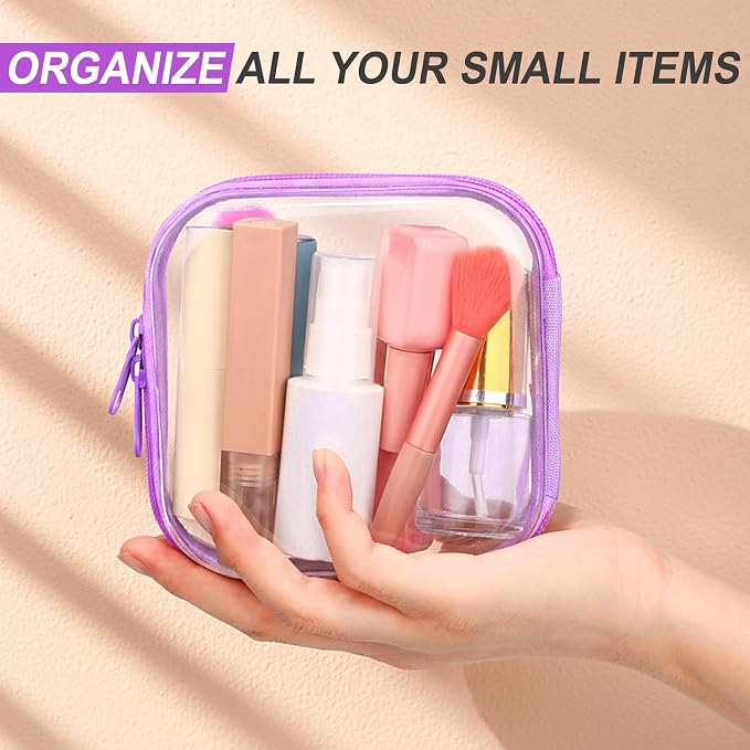 Sanwuta 6 Clear Hard Zipper Case,Colorful,5 X 5 X 2 Inch | Pencil Case Pouches ,Makeup Bag,Plastic Toiletry Diaper Bag ,Travel Toy Storage,Waterproof Organizer Bins - Image 6