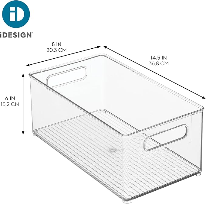 iDesign Kitchen Binz Stackable Organizer, 8" x 6" x 14.5", Clear | BPA-Free Plastic, Deep, With Handles - Image 4