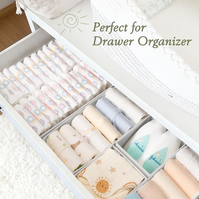 Drawer Organizers 18-Piece Set, Dresser Organizer for Baby Clothes, Foldable Closet Storage & Drawer Dividers for Underwear, Socks, Nursery (White) - Image 5