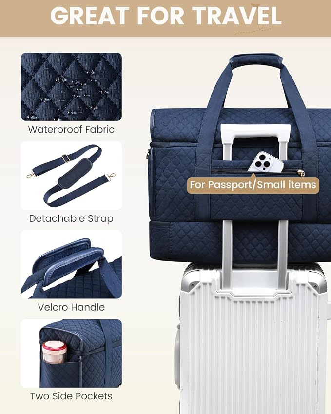 LOVEVOOK Travel Duffle Bag - Weekender & Overnight Bag with Toiletry & Wet Pocket, Carry-On Size, 3pc Set - Image 7