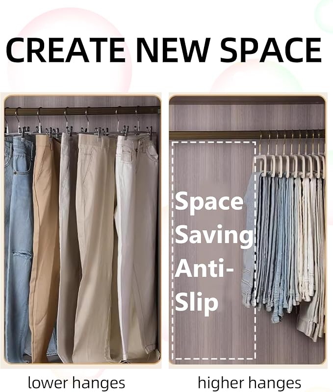 Felt Hangers White Velvet Hangers, Thin Pants Hangers 20 Pack, Adult Hanger | 360° Rotatable Golden Hanger for Jean Slack Closet, Anti-Slip Lightweight Padded Slim Space Saving Flocked Trouser Hangar - Image 5