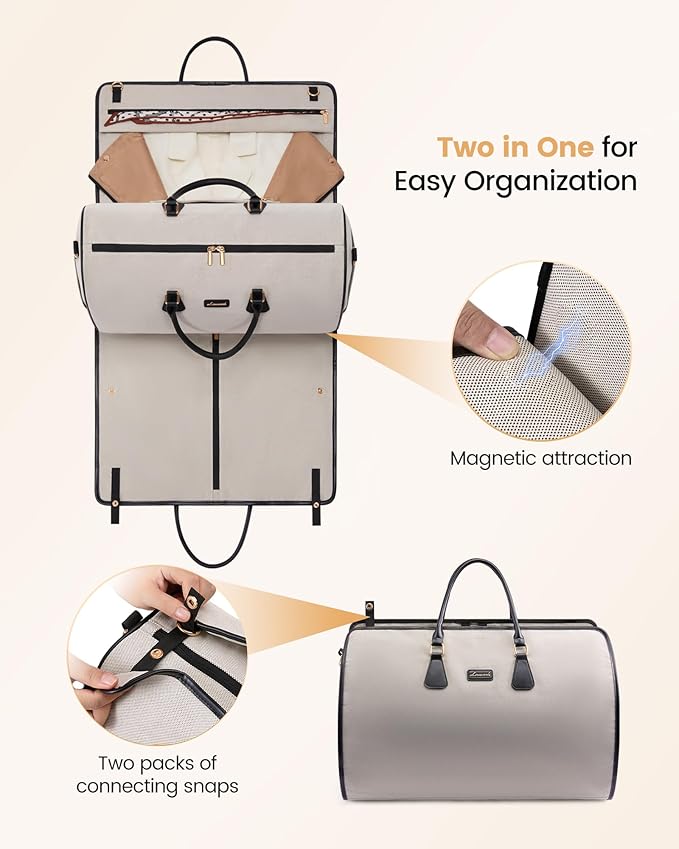 LOVEVOOK Garment Bags for Travel,3 in 1 Garment Duffle Bags with Shoe Pouch | Carry on Garment Bag,Hanging Suitcase,Suit,Dress,Business,Travel Bag,Weekender Bag - Image 3