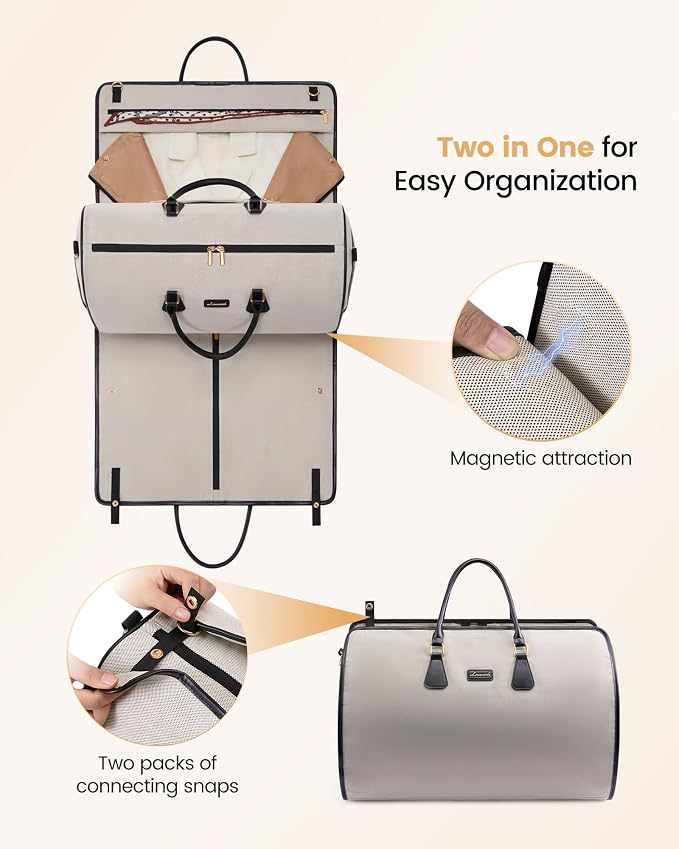 LOVEVOOK Garment Bags for Travel,3 in 1 Garment Duffle Bags with Shoe Pouch | Carry on Garment Bag,Hanging Suitcase,Suit,Dress,Business,Travel Bag,Weekender Bag - Image 3