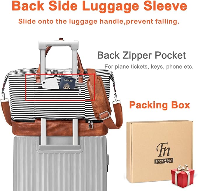 Weekender Bags for Women, 21" Travel Duffle Bag with Shoe Compartment | 3PCS Carry On Overnight Large Duffel Bag with Crossbody Bag and Toiletry Bag for Weekend Travel Gym Hospital Business Trip - Image 5