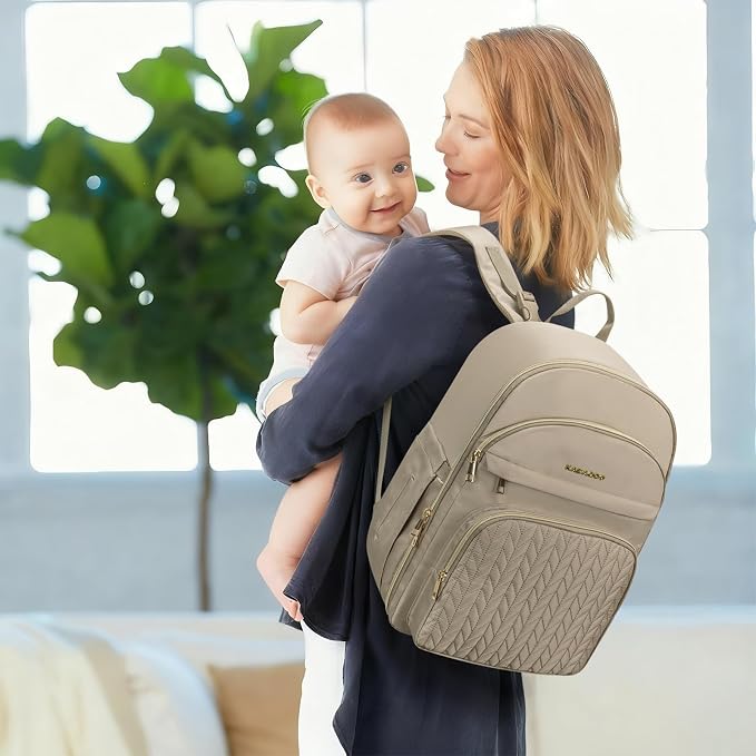 Baby Diaper Bag Backpack, Waterproof Diaper Backpack for Mom & Dad with Changing Pad, Insulated Pockets and Stroller Straps, Baby Shower Gifts for Girls & Boys, Brown Taupe - Image 2