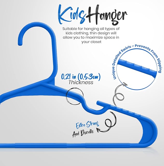 Utopia Home Kids Hangers 20 Pack – 11.5 Inch Baby Closet Hangers Blue | Plastic baby hangers | Fits children's & infant clothes | Gentle on delicate garments - Image 2