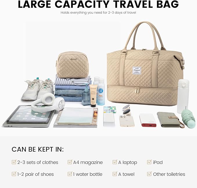 LOVEVOOK Travel Duffle Bag,Weekender Bags for Women with Shoe Compartment，Carry on Overnight Bag with Toiletry Bag,Gym Duffel Bag with Wet Pocket, Hospital Bags for Labor and Delivery - Image 7