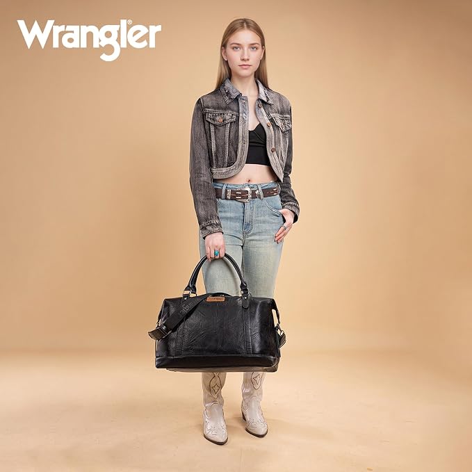 Wrangler Duffel Bag Large Travel Weekender Bag for Women Waterproof Carry on Overnight Bag for Gym,Trips,Weekends,Black - Image 2