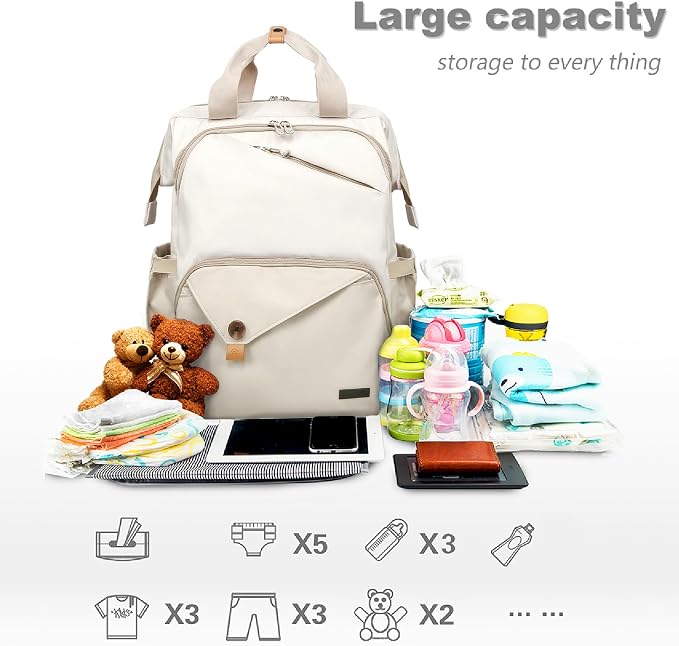 Hap Tim Baby Diaper Bag for Boys Girls, Large Backpack Diaper Bags with Double Compartments, Baby Registry Search Shower Gifts Stuff Newborn Must Haves（7340-KK） - Image 2