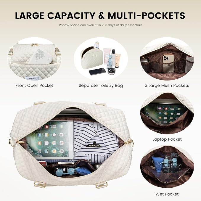 LOVEVOOK Travel Duffle Bag,Weekender Bags for Women with Shoe Compartment，Carry on Overnight Bag with Toiletry Bag,Gym Duffel Bag with Wet Pocket, Hospital Bags for Labor and Delivery - Image 4