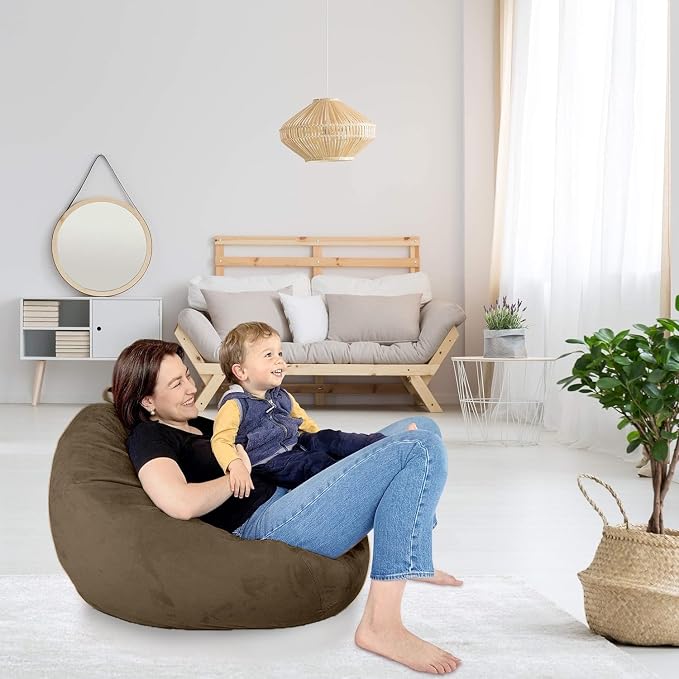 Bean Bag Stuffed Animal Storage Chair Cover (No Filler) for Kids and Adults. Extra Large Bird's Nest Beanbag Memory Foam Soft Premium (Chocolate, 3 ft (Cover Only)) - Image 3