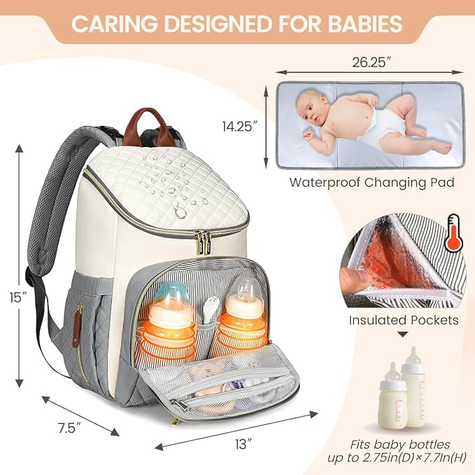 LOVEVOOK Diaper Bag Backpack Large Capacity Baby Bag with Portable Changing Pad, Multifunction Baby Travel Backpack - Image 3