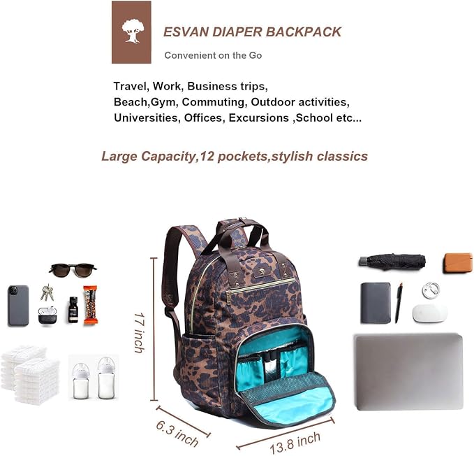 Diaper Bag Backpack Corduroy Multifunction Baby Fashion Travel Pack office Laptop Bag - Image 4
