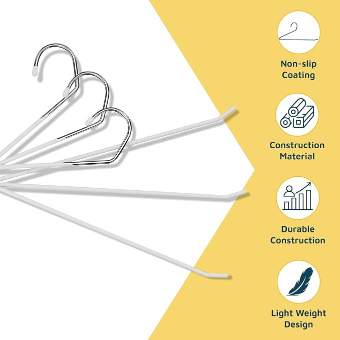 Lifemaster Metal Pants Hanger Set - 30 Pieces Elegant Non-Slip Closet Space Saving Hanger Set for Pants, Trouser, Blankets, and Jeans with Open Ended Sleek Design - White - Image 5