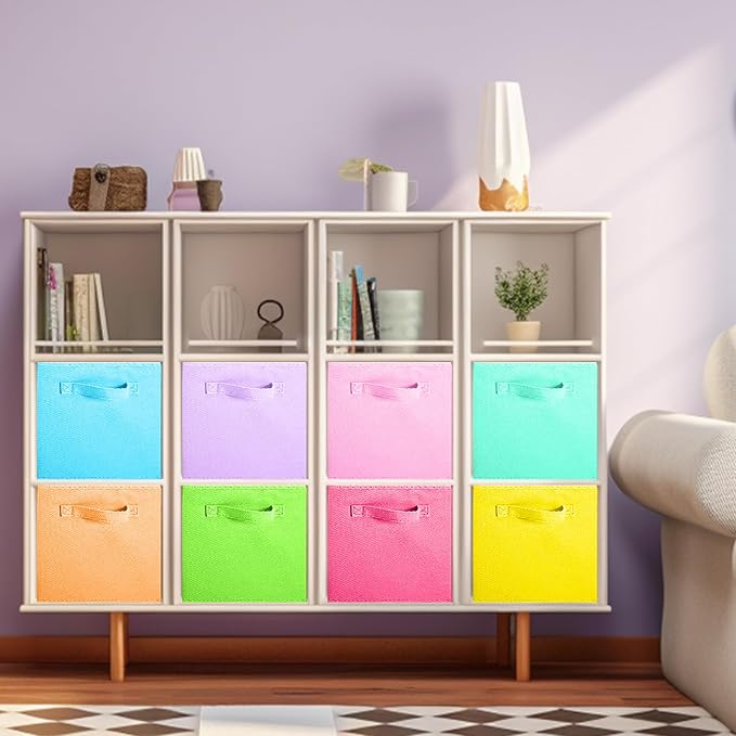 ShellKingdom Storage Bins, Foldable Fabric Storage Cubes, 8 Pack, 8 Colors | Cloth Organizer Drawer For Closet And Toys, 10.5 X 10.5 X 11 INCH, (Mix Colors) - Image 2