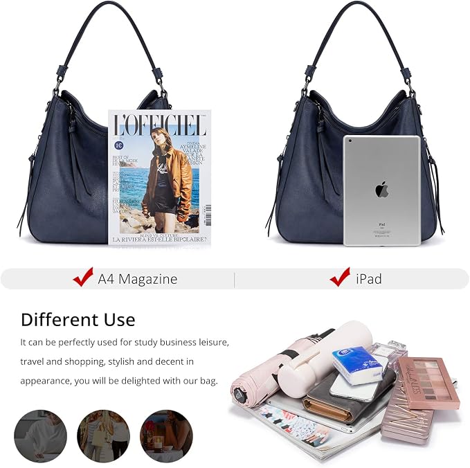 Hobo Crossbody Bag for Women, Designer Shoulder Purse Handbags - Image 2